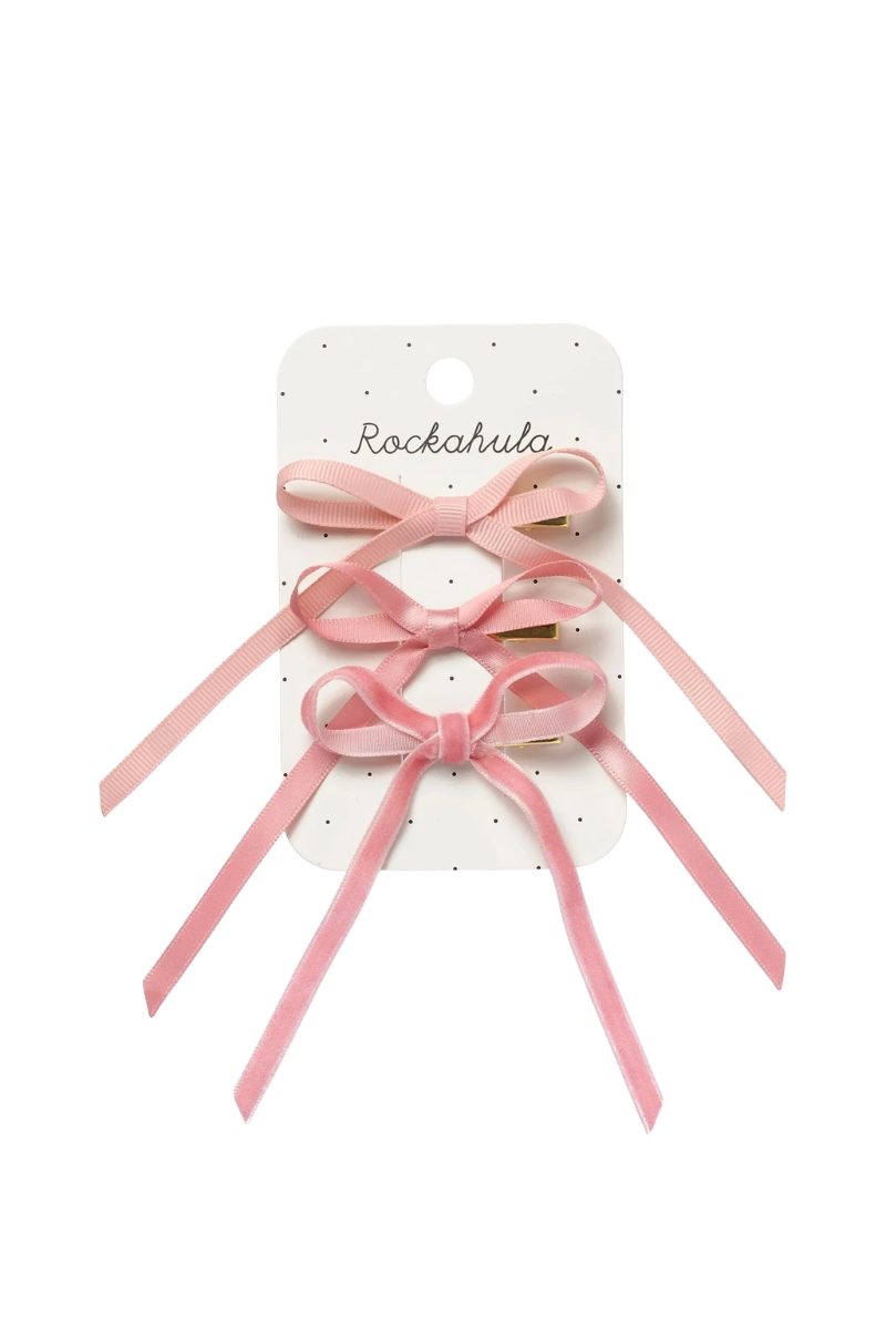 Заколки для волос Атласные бантики / Satin Bow Hair Clips (Pink)